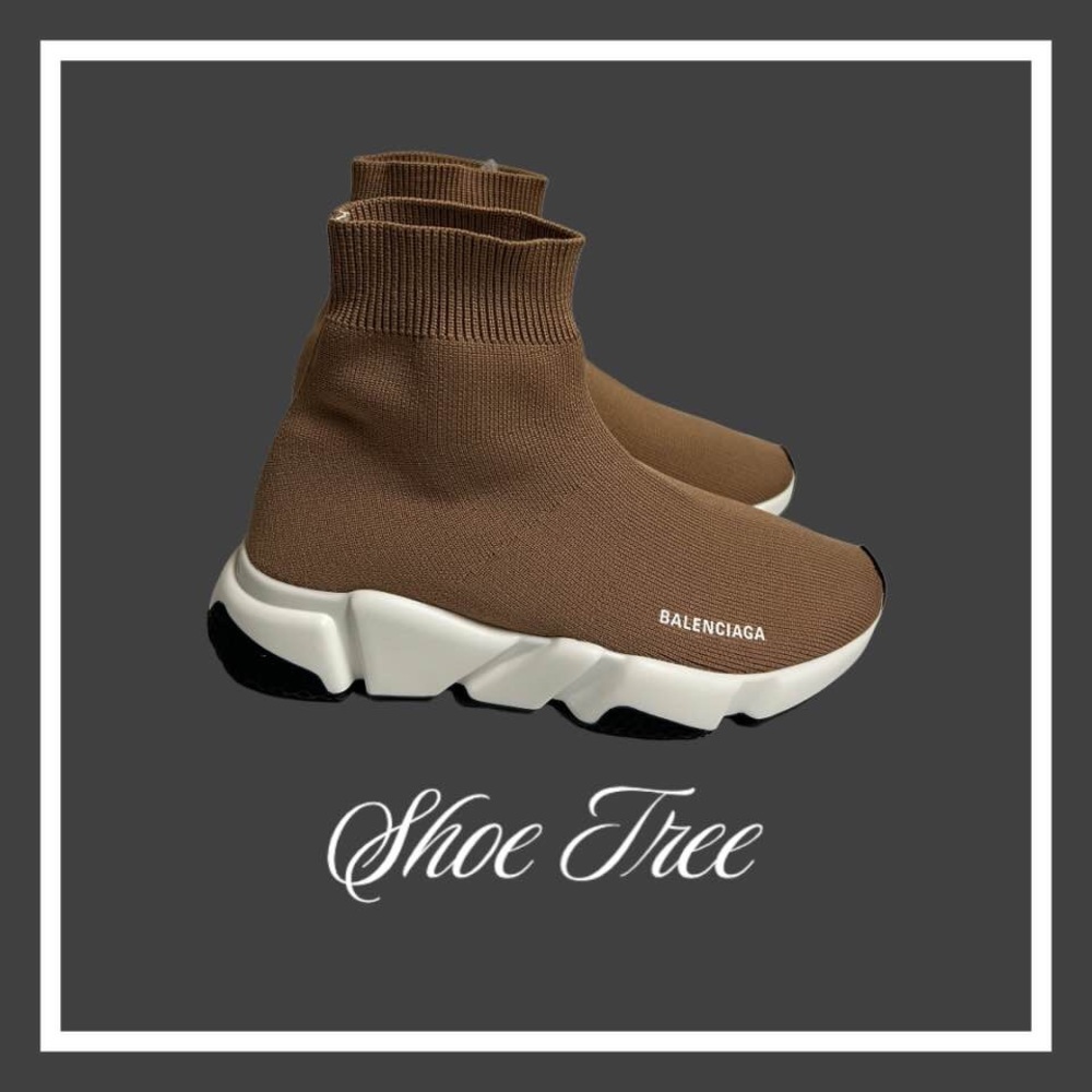 Balenciaga Speed Trainer Knit Sneakers Women Size 9 Sock Sneaker Brown